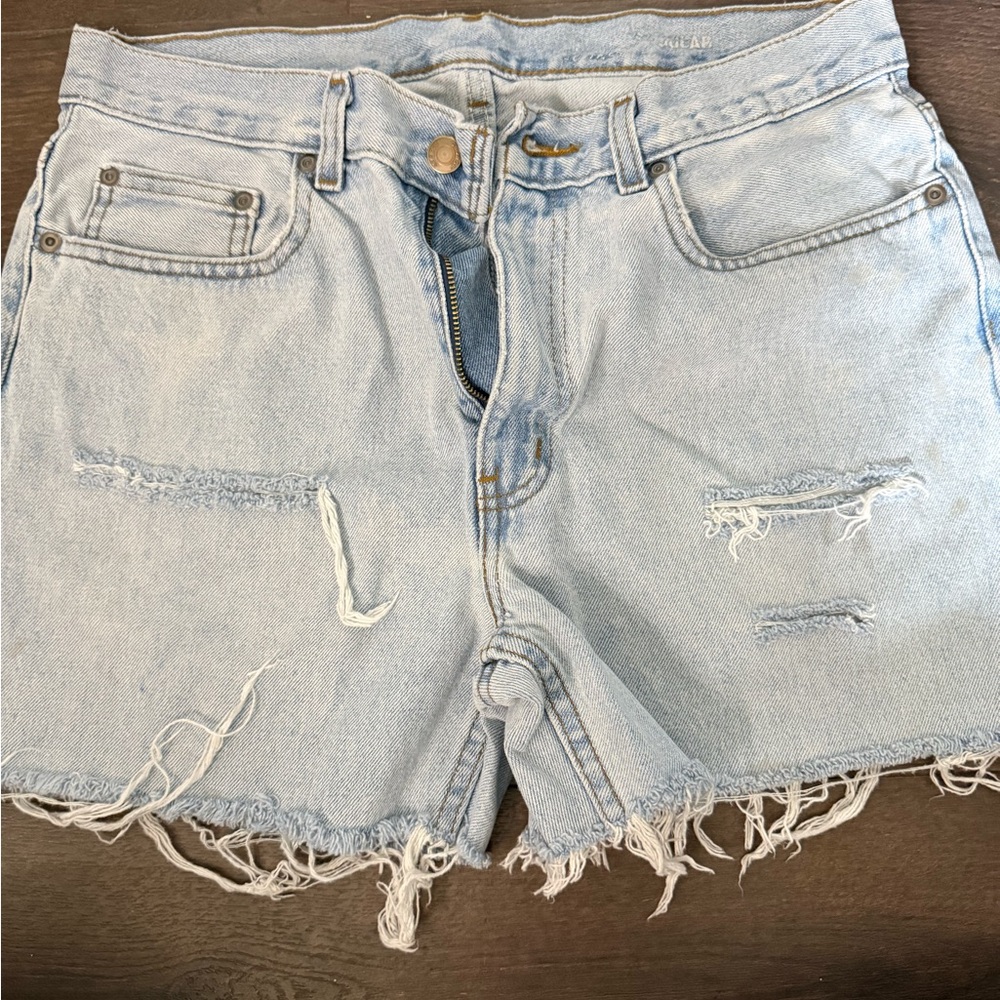 American Eagle Outfitters Light Blue Frayed Jean Shorts